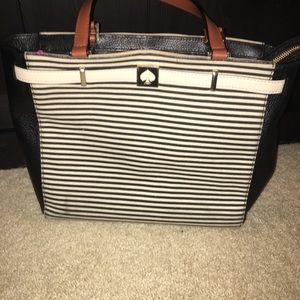 Kate Spade black and ivory striped tote